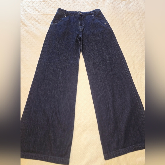 NWOT Amanda Uprichard Thalia Wide-Leg True Blue Denim Trousers | Sz Medium - Picture 9 of 16